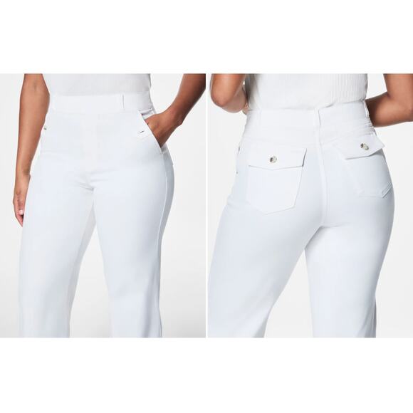 Spanx Women's Stretch Twill Cropped Wide Leg Pant - Picture 3 of 6